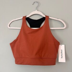 Varley FreeSoft™ Bea Longline Sports Bra Crop Top High-Neck Mocha‎ Size Medium